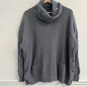 Vince Gray Ribbed Turtleneck Sweater